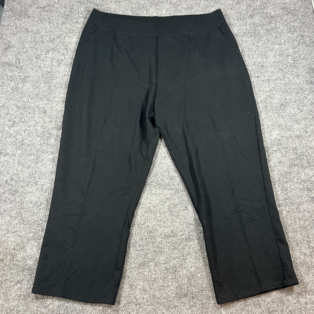 Just My Size Cropped Pants Womens 4X Black Cotton Stretch High Waisted Pull On